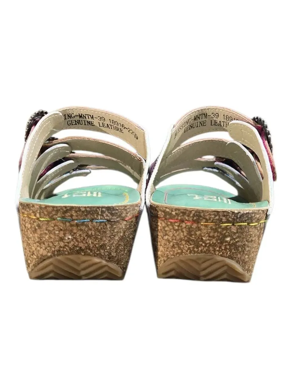 L'Artiste by Spring Step Blessing Floral Butterfly Embossed Leather Wedge Slides